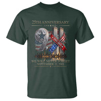 We Will Never Forget 9 11 Memorial 25th Anniversary T Shirt Patriotic American Flag Ribbon