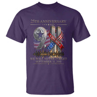 We Will Never Forget 9 11 Memorial 25th Anniversary T Shirt Patriotic American Flag Ribbon