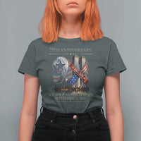 We Will Never Forget 9 11 Memorial 25th Anniversary T Shirt For Women Patriotic American Flag Ribbon