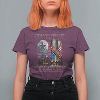 We Will Never Forget 9 11 Memorial 25th Anniversary T Shirt For Women Patriotic American Flag Ribbon