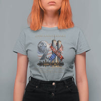 We Will Never Forget 9 11 Memorial 25th Anniversary T Shirt For Women Patriotic American Flag Ribbon