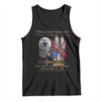 We Will Never Forget 9 11 Memorial 25th Anniversary Tank Top Patriotic American Flag Ribbon