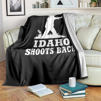 Idaho Shoots Back Cowboy Gunslinger Silhouette Patriotic Graphic Throw Blanket
