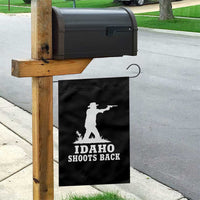 Idaho Shoots Back Cowboy Gunslinger Silhouette Patriotic Graphic Garden Flag