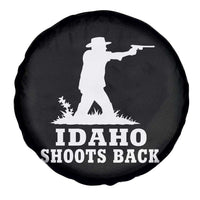 Idaho Shoots Back Cowboy Gunslinger Silhouette Patriotic Graphic Spare Tire Cover