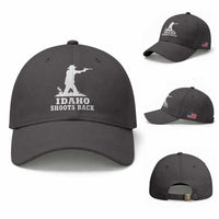 Idaho Shoots Back Cowboy Gunslinger Silhouette Patriotic Graphic Baseball Cap