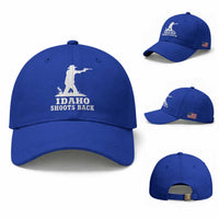 Idaho Shoots Back Cowboy Gunslinger Silhouette Patriotic Graphic Baseball Cap