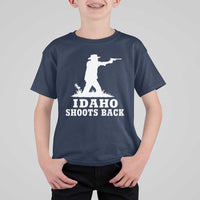 Idaho Shoots Back Cowboy Gunslinger Silhouette Patriotic Graphic T Shirt For Kid