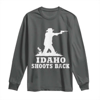 Idaho Shoots Back Cowboy Gunslinger Silhouette Patriotic Graphic Long Sleeve Shirt
