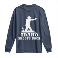 Idaho Shoots Back Cowboy Gunslinger Silhouette Patriotic Graphic Long Sleeve Shirt