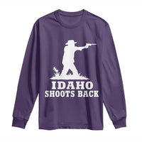Idaho Shoots Back Cowboy Gunslinger Silhouette Patriotic Graphic Long Sleeve Shirt