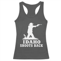 Idaho Shoots Back Cowboy Gunslinger Silhouette Patriotic Graphic Racerback Tank Top
