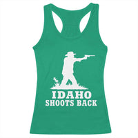 Idaho Shoots Back Cowboy Gunslinger Silhouette Patriotic Graphic Racerback Tank Top
