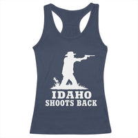 Idaho Shoots Back Cowboy Gunslinger Silhouette Patriotic Graphic Racerback Tank Top