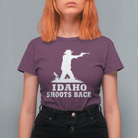 Idaho Shoots Back Cowboy Gunslinger Silhouette Patriotic Graphic T Shirt For Women