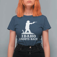 Idaho Shoots Back Cowboy Gunslinger Silhouette Patriotic Graphic T Shirt For Women