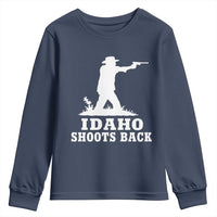 Idaho Shoots Back Cowboy Gunslinger Silhouette Patriotic Graphic Youth Sweatshirt