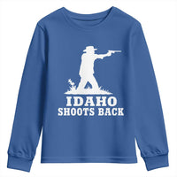 Idaho Shoots Back Cowboy Gunslinger Silhouette Patriotic Graphic Youth Sweatshirt