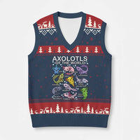 Kawaii Axolotl V-Neck Knit Sweater Vest Axolotls of the World Animals Aquarium Species - Wonder Print Shop