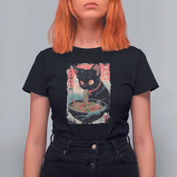 Japanese Inspo Ramen Cat Graphic T Shirt For Women Anime Manga Kawaii Otaku Urban Streetwear - Wonder Print Shop