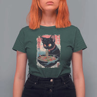 Japanese Inspo Ramen Cat Graphic T Shirt For Women Anime Manga Kawaii Otaku Urban Streetwear - Wonder Print Shop