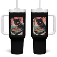 Japanese Inspo Ramen Cat Graphic Tumbler With Handle Anime Manga Kawaii Otaku Urban Streetwear - Wonder Print Shop