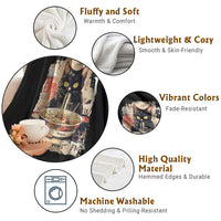 Ramen Noodles Black Cat Graphic Throw Blanket Kawaii Retro Japan Y2K Cats Manga Anime - Wonder Print Shop