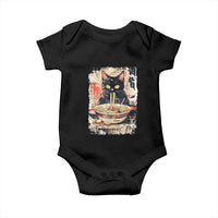 Ramen Noodles Black Cat Graphic Baby Onesie Kawaii Retro Japan Y2K Cats Manga Anime - Wonder Print Shop