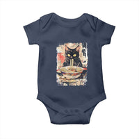 Ramen Noodles Black Cat Graphic Baby Onesie Kawaii Retro Japan Y2K Cats Manga Anime - Wonder Print Shop