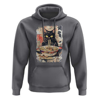 Ramen Noodles Black Cat Graphic Hoodie Kawaii Retro Japan Y2K Cats Manga Anime - Wonder Print Shop