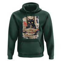Ramen Noodles Black Cat Graphic Hoodie Kawaii Retro Japan Y2K Cats Manga Anime - Wonder Print Shop