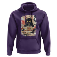 Ramen Noodles Black Cat Graphic Hoodie Kawaii Retro Japan Y2K Cats Manga Anime - Wonder Print Shop