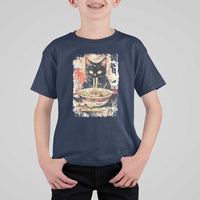 Ramen Noodles Black Cat Graphic T Shirt For Kid Kawaii Retro Japan Y2K Cats Manga Anime - Wonder Print Shop