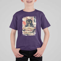 Ramen Noodles Black Cat Graphic T Shirt For Kid Kawaii Retro Japan Y2K Cats Manga Anime - Wonder Print Shop
