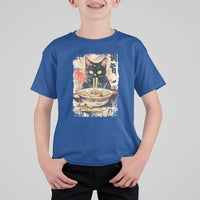 Ramen Noodles Black Cat Graphic T Shirt For Kid Kawaii Retro Japan Y2K Cats Manga Anime - Wonder Print Shop