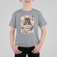 Ramen Noodles Black Cat Graphic T Shirt For Kid Kawaii Retro Japan Y2K Cats Manga Anime - Wonder Print Shop
