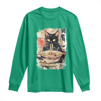 Ramen Noodles Black Cat Graphic Long Sleeve Shirt Kawaii Retro Japan Y2K Cats Manga Anime - Wonder Print Shop