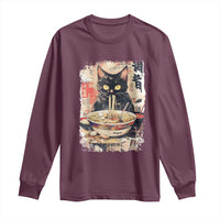 Ramen Noodles Black Cat Graphic Long Sleeve Shirt Kawaii Retro Japan Y2K Cats Manga Anime - Wonder Print Shop