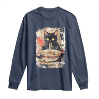 Ramen Noodles Black Cat Graphic Long Sleeve Shirt Kawaii Retro Japan Y2K Cats Manga Anime - Wonder Print Shop