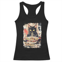 Ramen Noodles Black Cat Graphic Racerback Tank Top Kawaii Retro Japan Y2K Cats Manga Anime - Wonder Print Shop