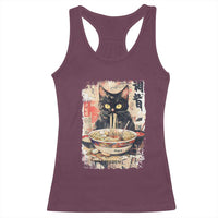 Ramen Noodles Black Cat Graphic Racerback Tank Top Kawaii Retro Japan Y2K Cats Manga Anime - Wonder Print Shop
