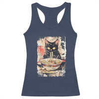Ramen Noodles Black Cat Graphic Racerback Tank Top Kawaii Retro Japan Y2K Cats Manga Anime - Wonder Print Shop