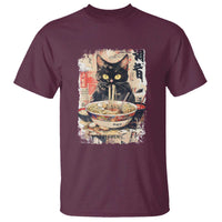 Ramen Noodles Black Cat Graphic T Shirt Kawaii Retro Japan Y2K Cats Manga Anime - Wonder Print Shop