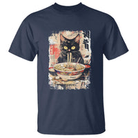 Ramen Noodles Black Cat Graphic T Shirt Kawaii Retro Japan Y2K Cats Manga Anime - Wonder Print Shop