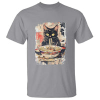 Ramen Noodles Black Cat Graphic T Shirt Kawaii Retro Japan Y2K Cats Manga Anime - Wonder Print Shop