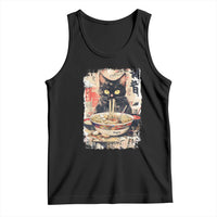 Ramen Noodles Black Cat Graphic Tank Top Kawaii Retro Japan Y2K Cats Manga Anime - Wonder Print Shop