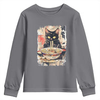 Ramen Noodles Black Cat Graphic Youth Sweatshirt Kawaii Retro Japan Y2K Cats Manga Anime - Wonder Print Shop
