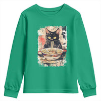Ramen Noodles Black Cat Graphic Youth Sweatshirt Kawaii Retro Japan Y2K Cats Manga Anime - Wonder Print Shop