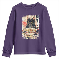 Ramen Noodles Black Cat Graphic Youth Sweatshirt Kawaii Retro Japan Y2K Cats Manga Anime - Wonder Print Shop