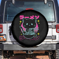 Kawaii Ramen Cat Spare Tire Cover Retro Japanese Noodles Lover Anime Aesthetic - Wonder Print Shop